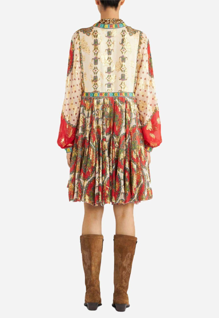 Dresses * | Etro Floral Paisley Print Silk Long-Sleeved Mini Dress Multicolor