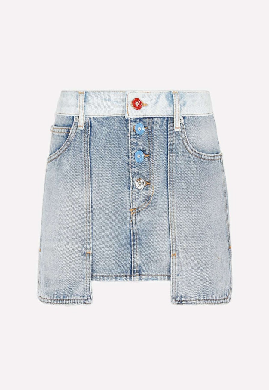 Skirts * | Off-White Denim Mini Skirt Blue