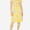 Dresses * | Emilio Pucci Vortici Print Satin Dress Yellow