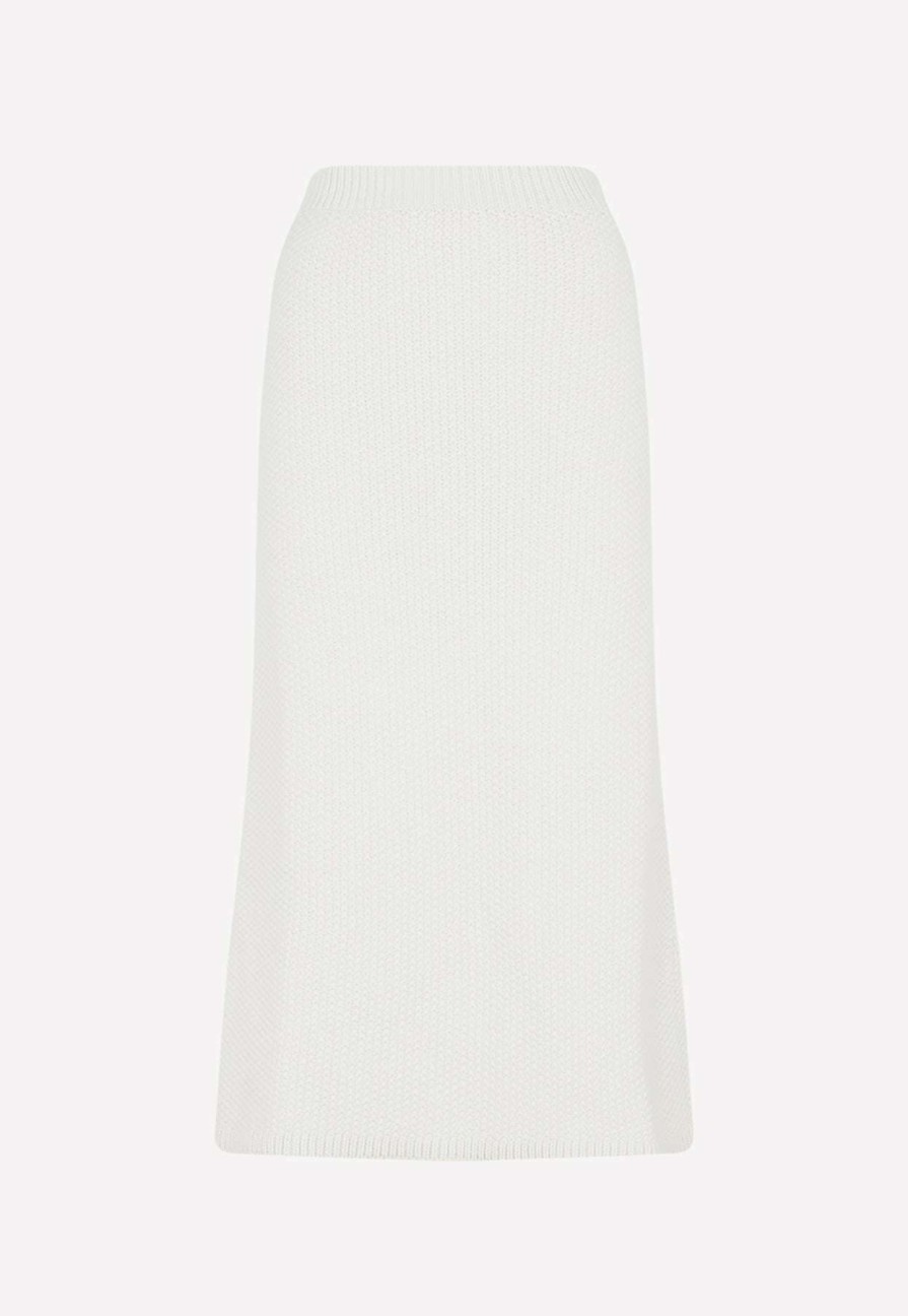 Skirts * | Chloe Crochet Midi Skirt In Cashmere White