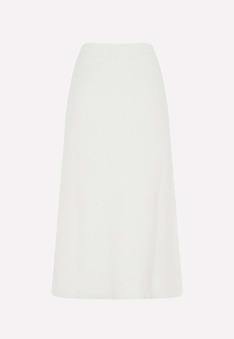 Skirts * | Chloe Crochet Midi Skirt In Cashmere White