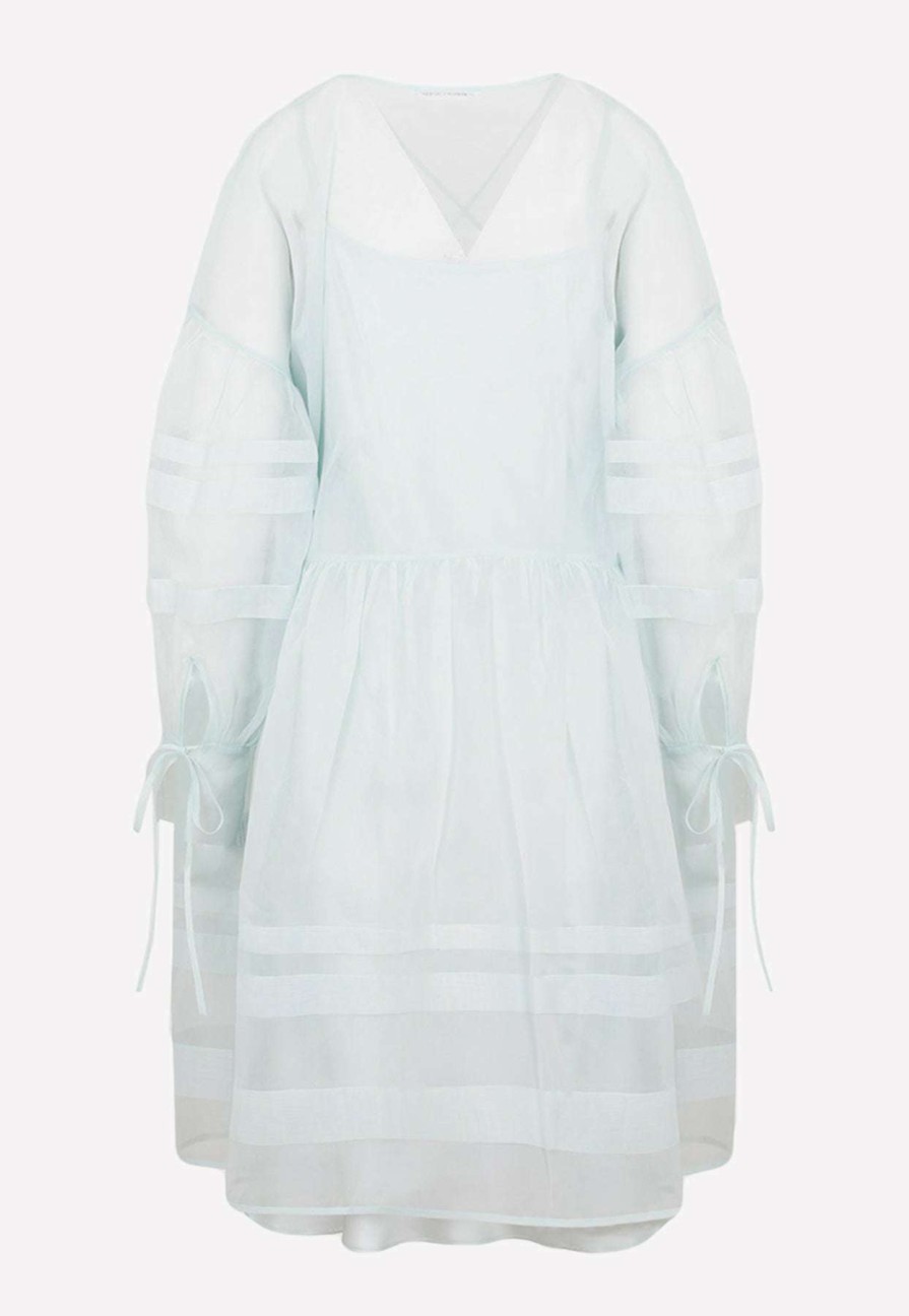 Evening * | Cecilie Bahnsen Amalie Dress In Silk And Cotton Mint