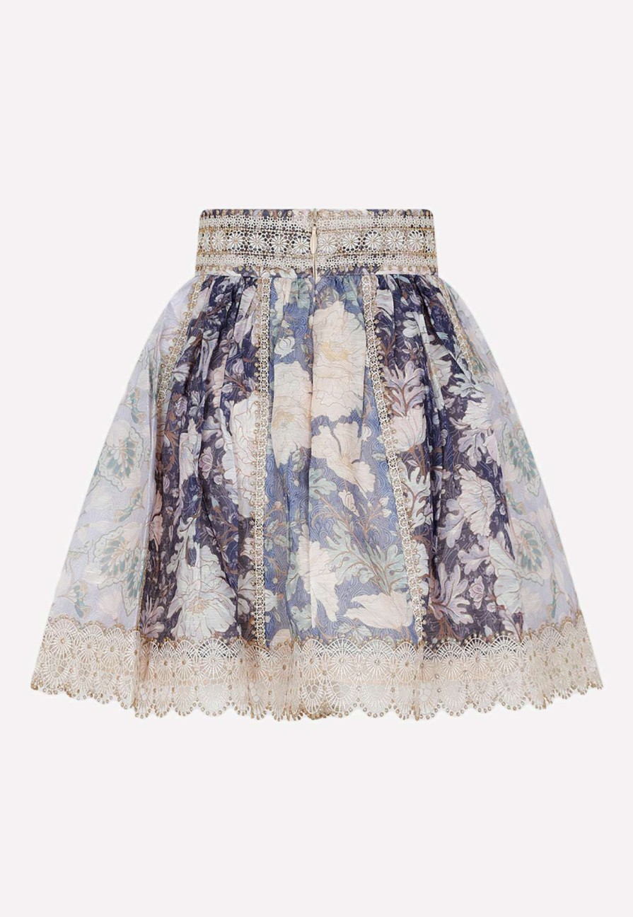 Skirts * | Zimmermann Celestial Lace Paneled Mini Skirt Multicolor