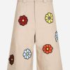 Shorts * | Moncler X Jw Anderson Floral Patch Long Shorts Beige