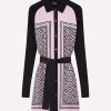 Dresses * | Versace Greca Paneled Cardigan Shirt Dress Pink