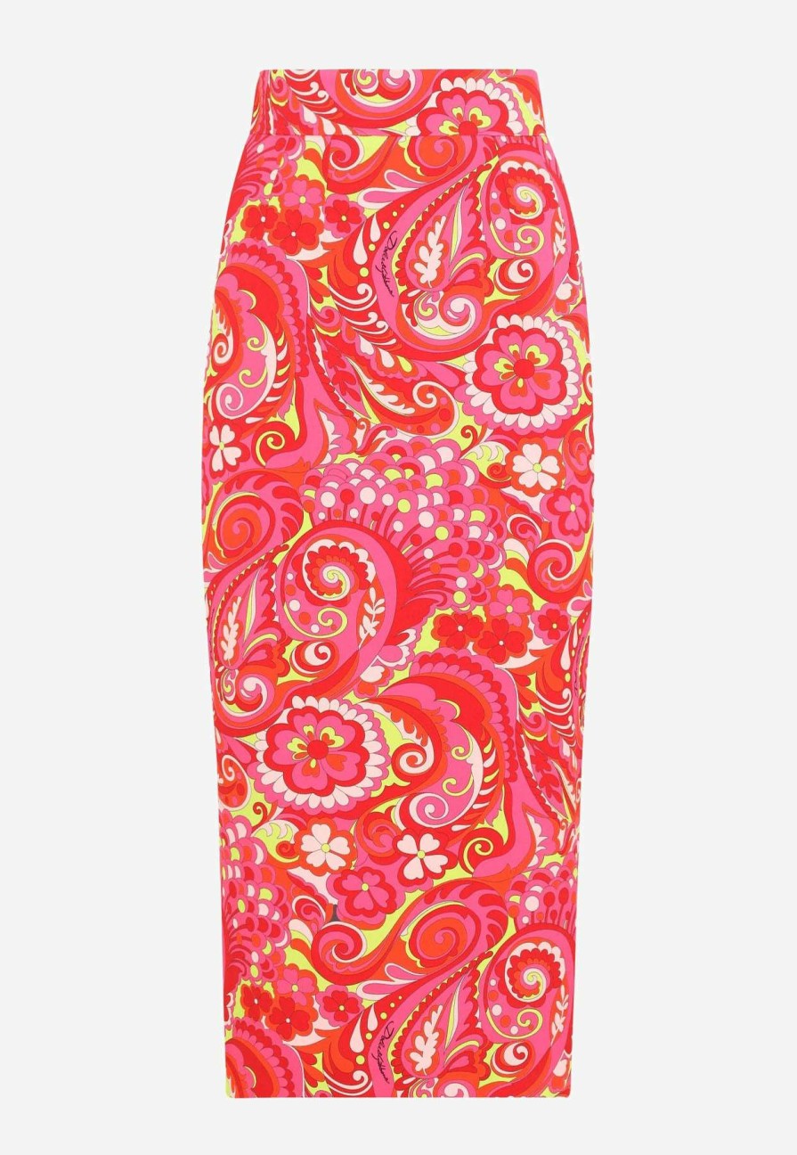 Skirts * | Dolce & Gabbana Silk Pencil Skirt Multicolor