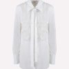 Evening * | Valentino Flower Applique Poplin Shirt Optic White