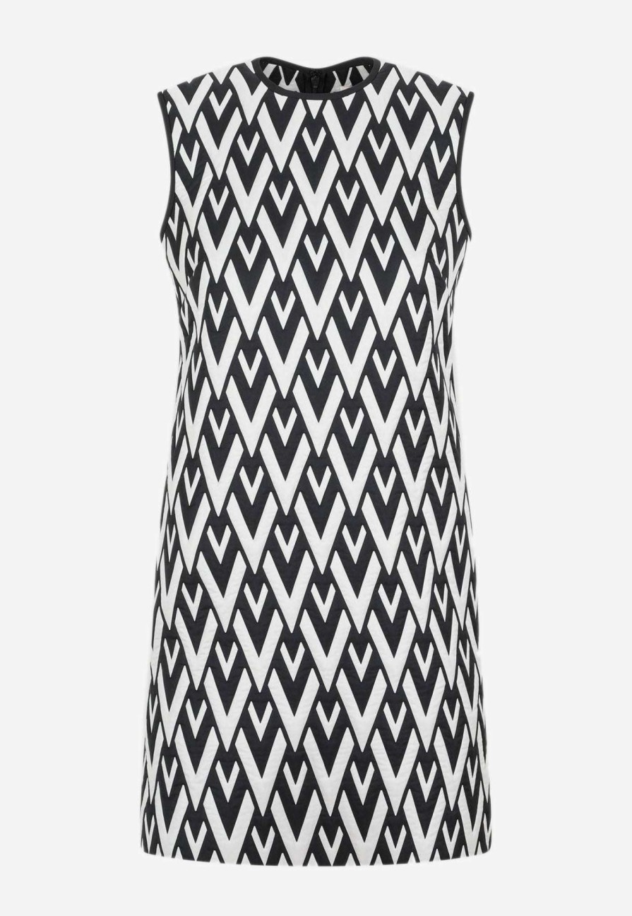 Dresses * | Valentino V Pattern Mini Dress Monochrome