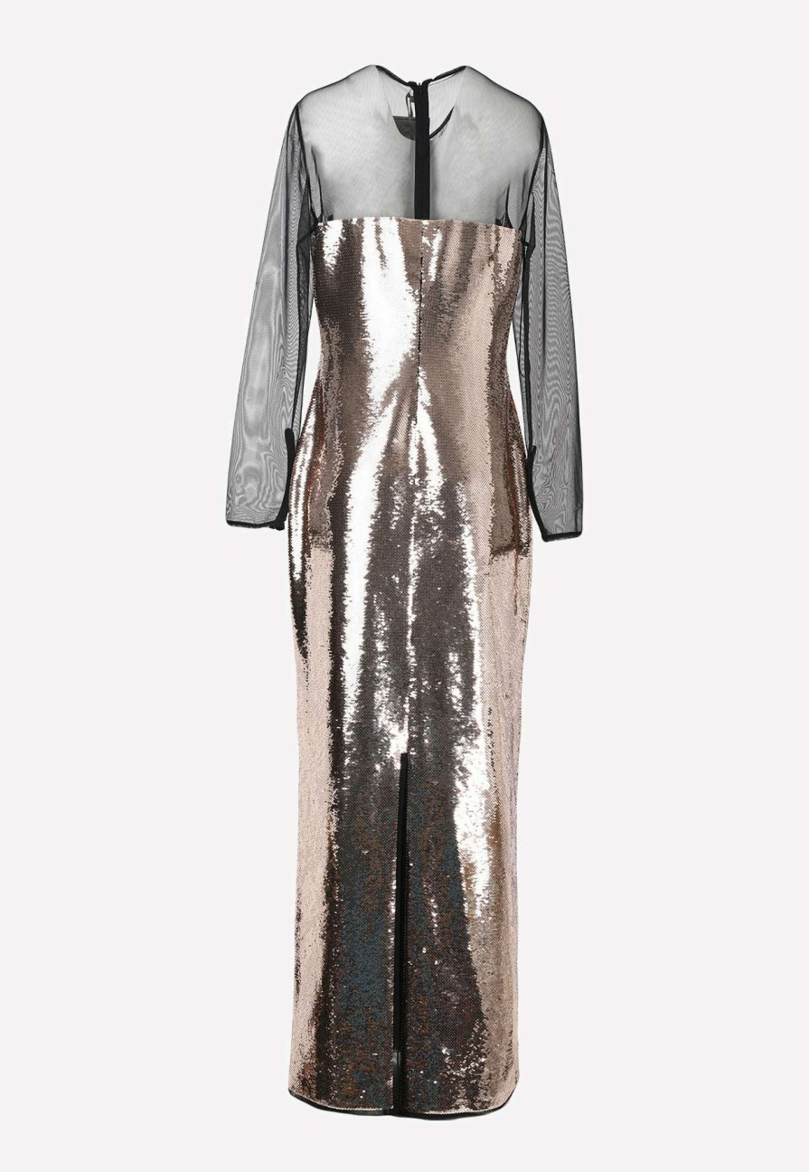 Dresses * | Tom Ford Sequin Embellished Mesh Gown Gold