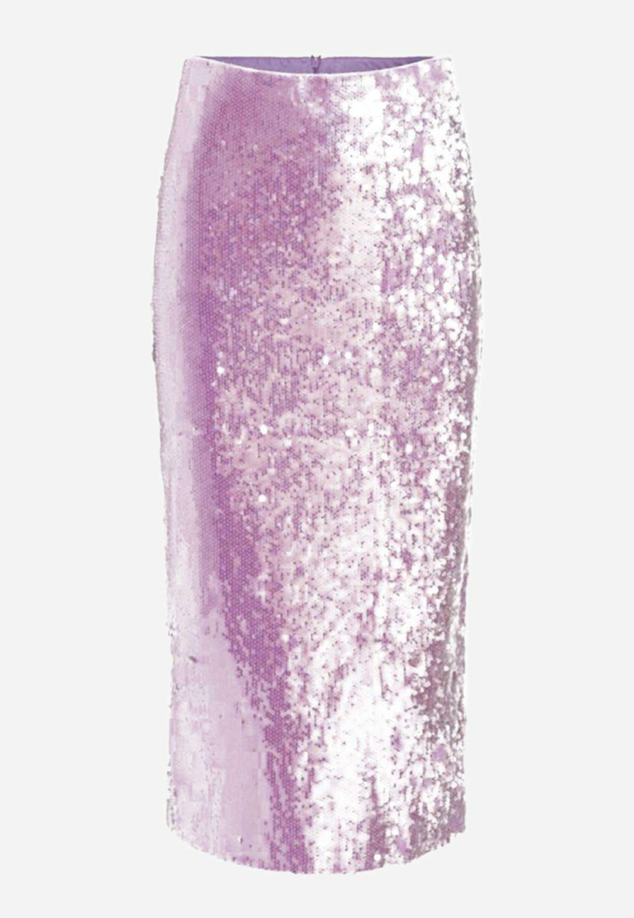 Skirts * | Rotate Sequined High-Waisted Midi Pencil Skirt Purple