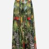 Skirts * | Dolce & Gabbana Jungle Print Pleated Georgette Maxi Skirt Multicolor