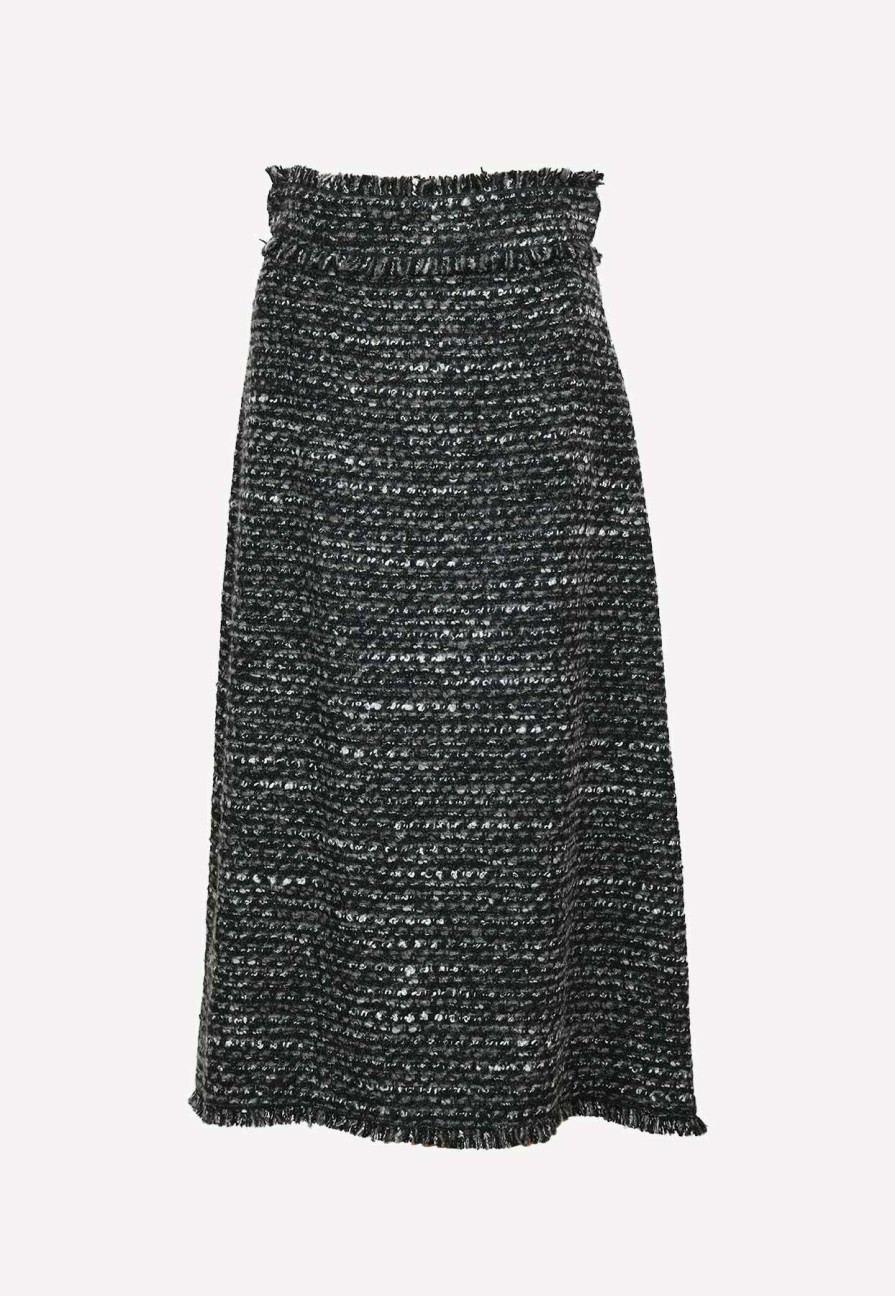 Skirts * | Dolce & Gabbana Wool Knitted Tweed Skirt Gray