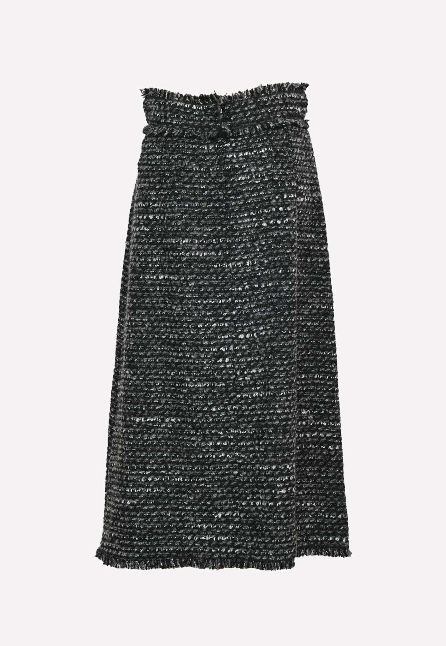 Skirts * | Dolce & Gabbana Wool Knitted Tweed Skirt Gray