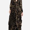 Evening * | Roberto Cavalli Leaf Velvet Jacquard Kaftan Dress Black