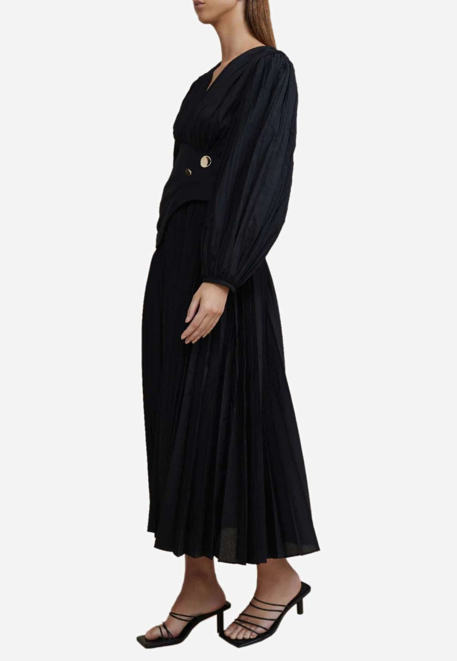 Dresses * | Acler Brooke Pleated Maxi Dress Black