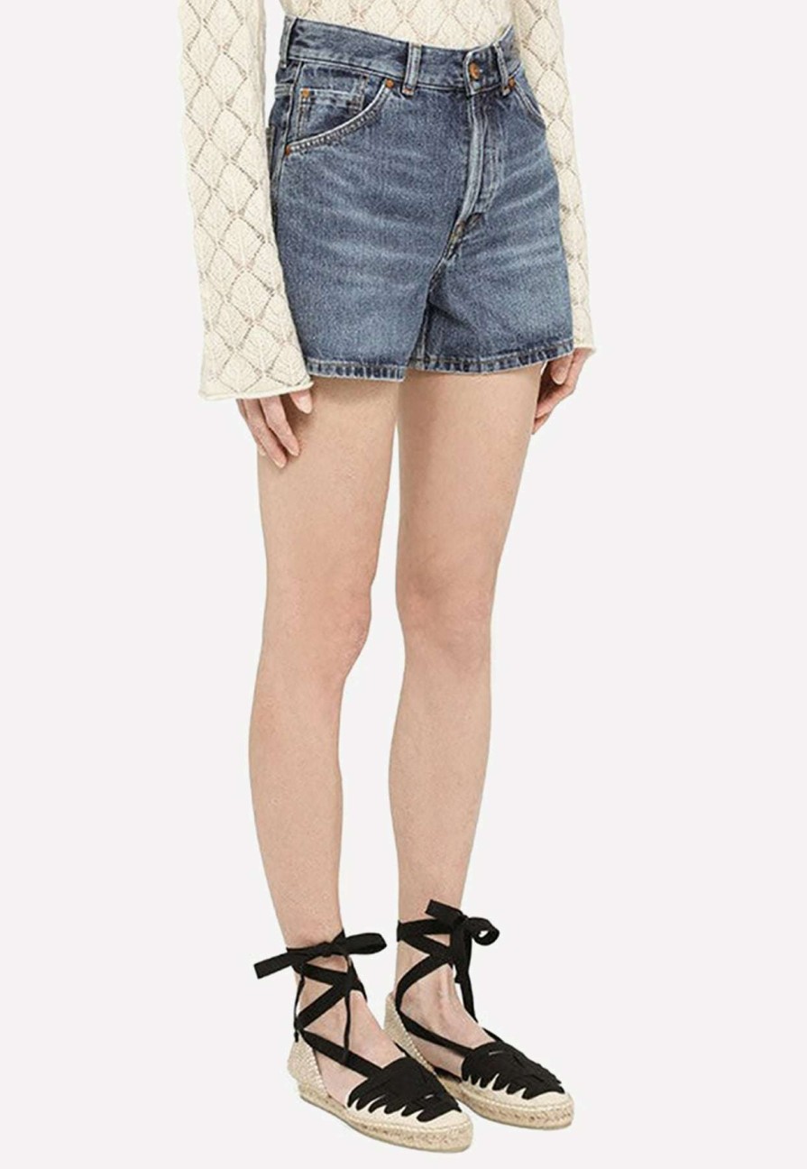 Shorts * | Chloe Washed-Out Denim Shorts Blue