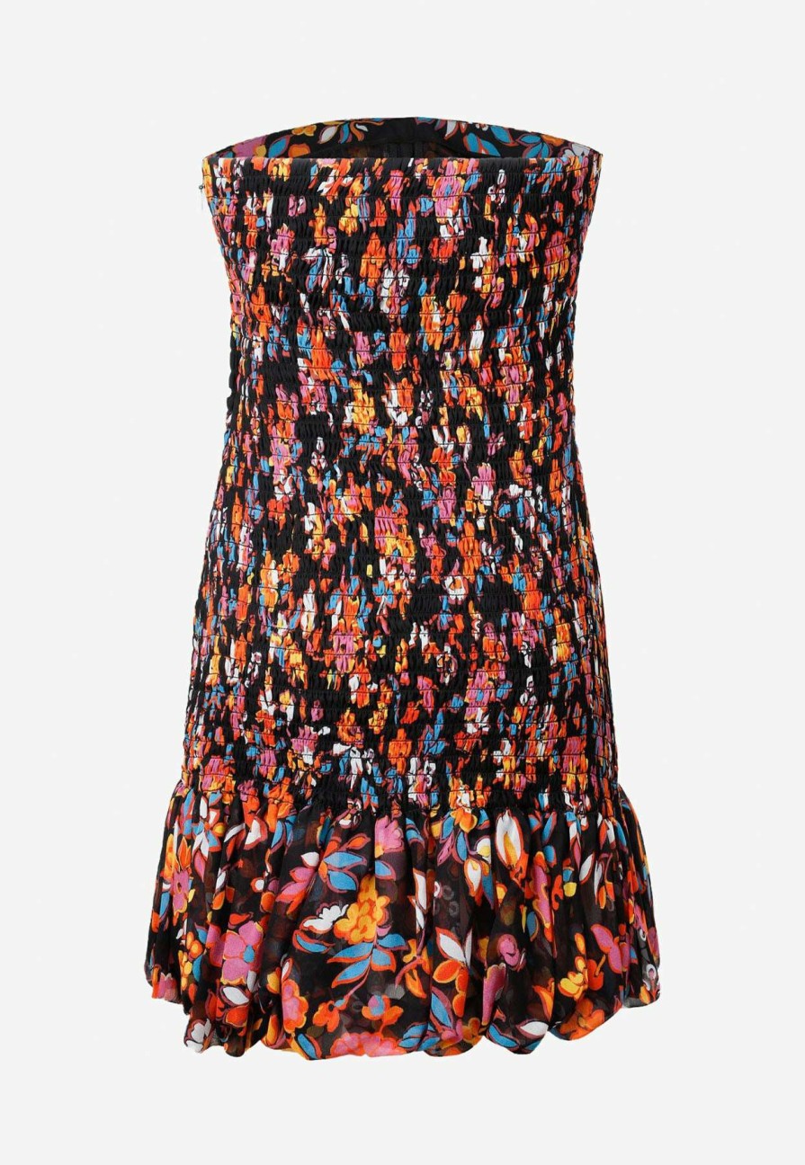 Dresses * | Saint Laurent Strapless Floral Print Dress In Silk Multicolor