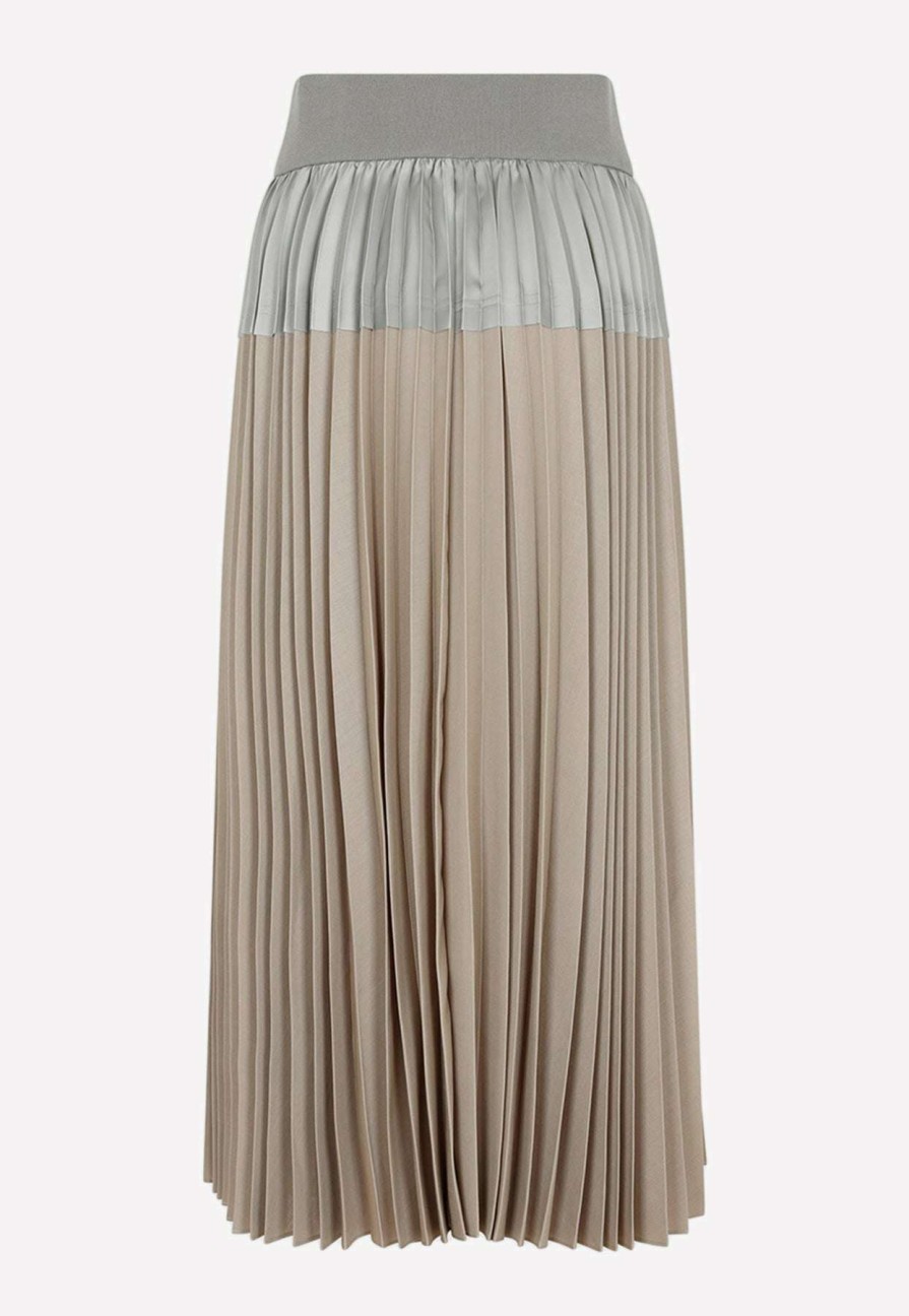 Skirts * | Sacai Pleated Midi Skirt Beige