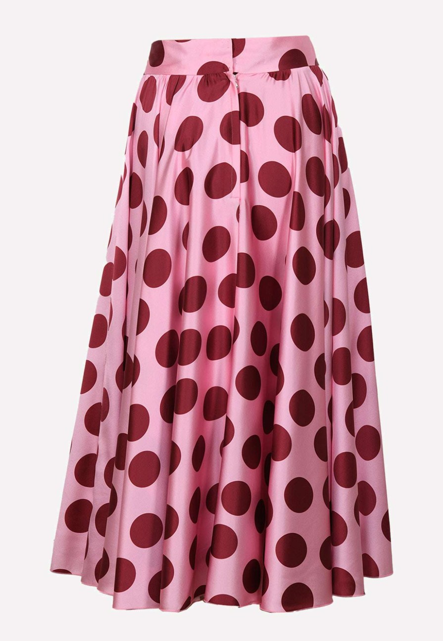 Skirts * | Dolce & Gabbana Polka Dot Pleated Midi Skirt Pink