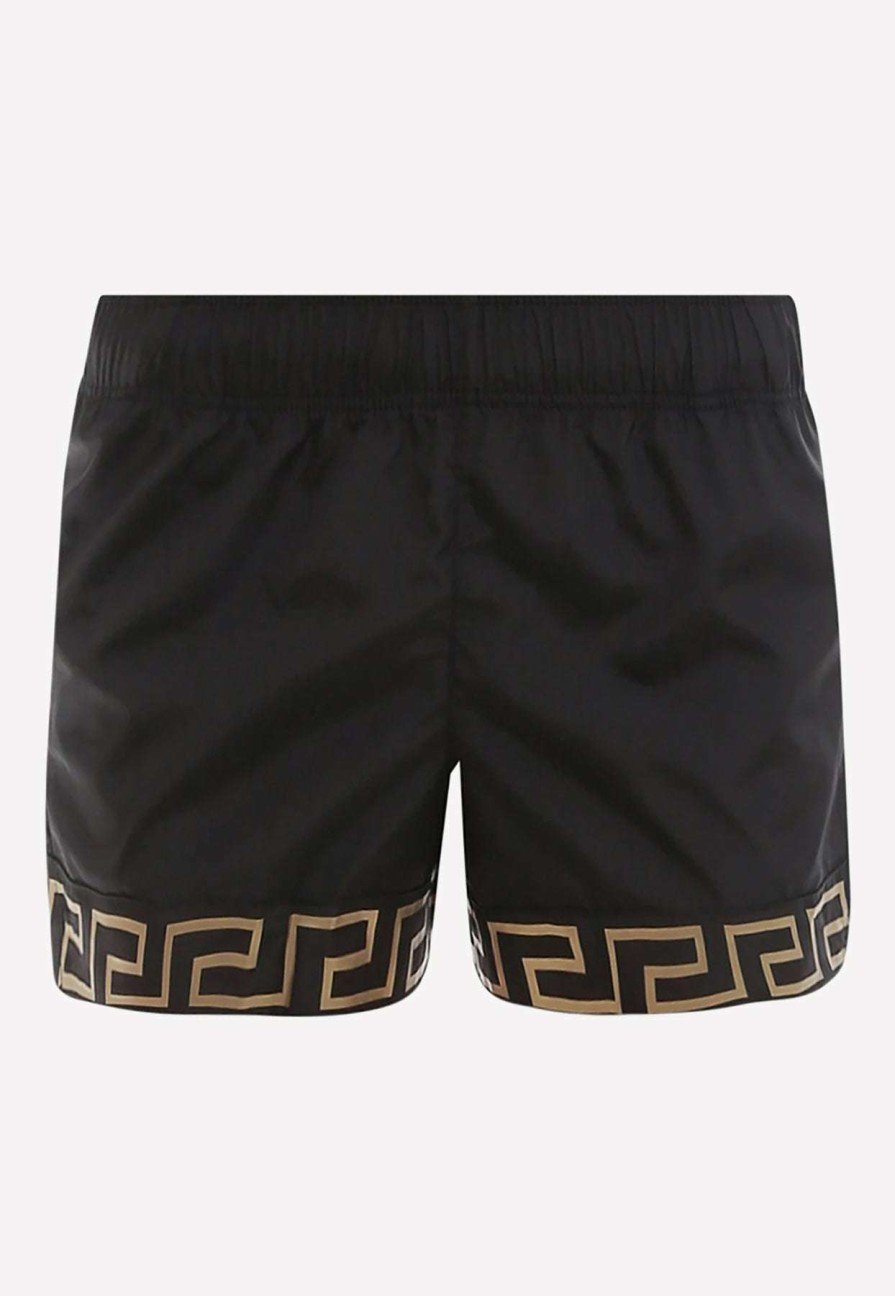 Shorts * | Versace Greca Print Running Shorts Black