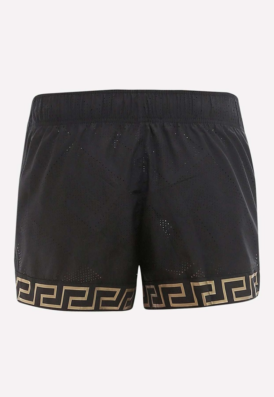 Shorts * | Versace Greca Print Running Shorts Black