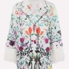 Evening * | Valentino Feather-Trimmed Floral Silk Shirt Multicolor