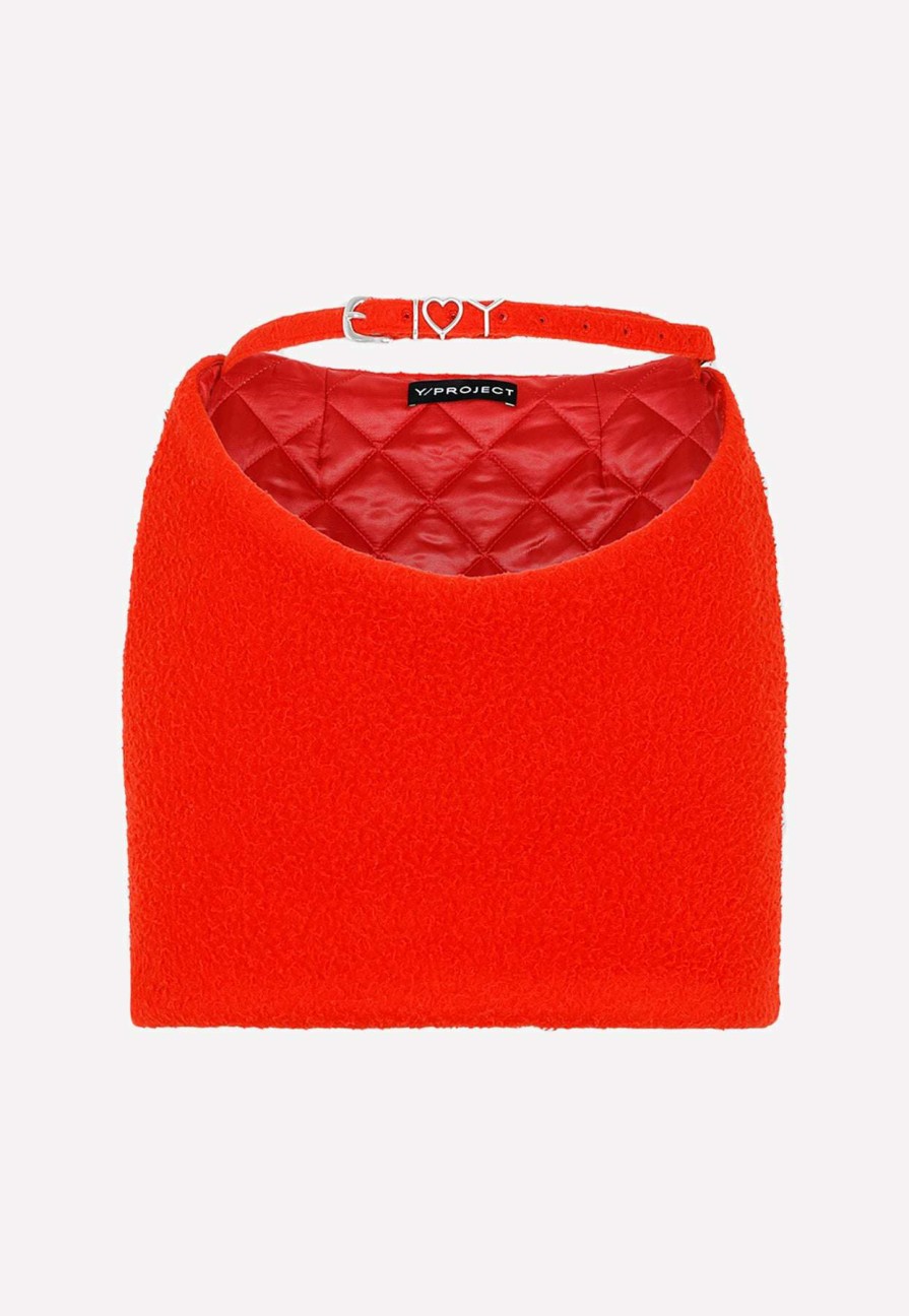 Skirts * | Y/Project Cut-Out Boucle Mini Skirt Red