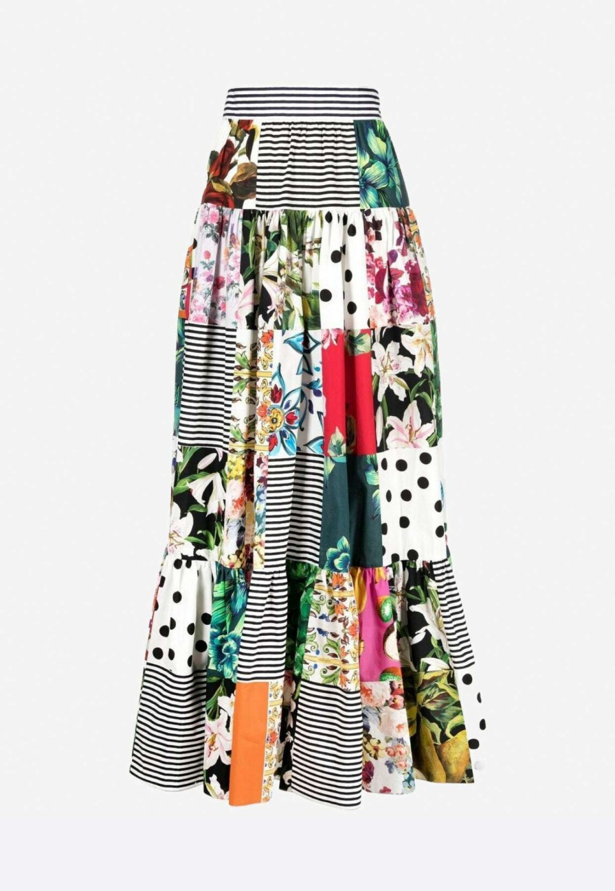 Skirts * | Dolce & Gabbana Patchwork Cotton Maxi Skirt Multicolor