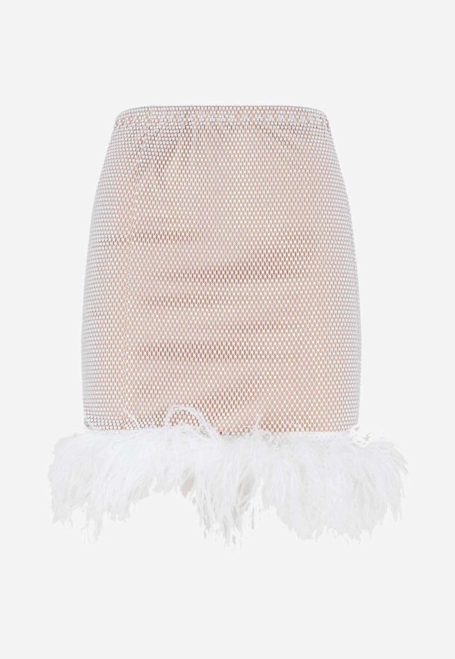 Skirts * | Santa Brands Crystal-Embellished Mini Feather Skirt White