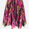 Skirts * | Versace Logo Orchid Print Pleated Skirt Multicolor