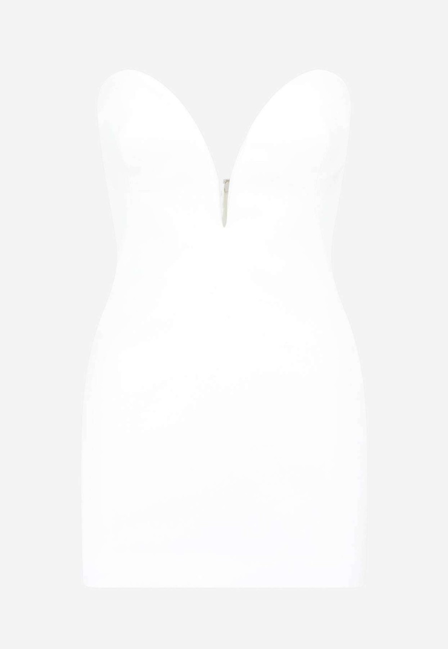 Dresses * | Monot V-Shape Bustier Mini Dress White