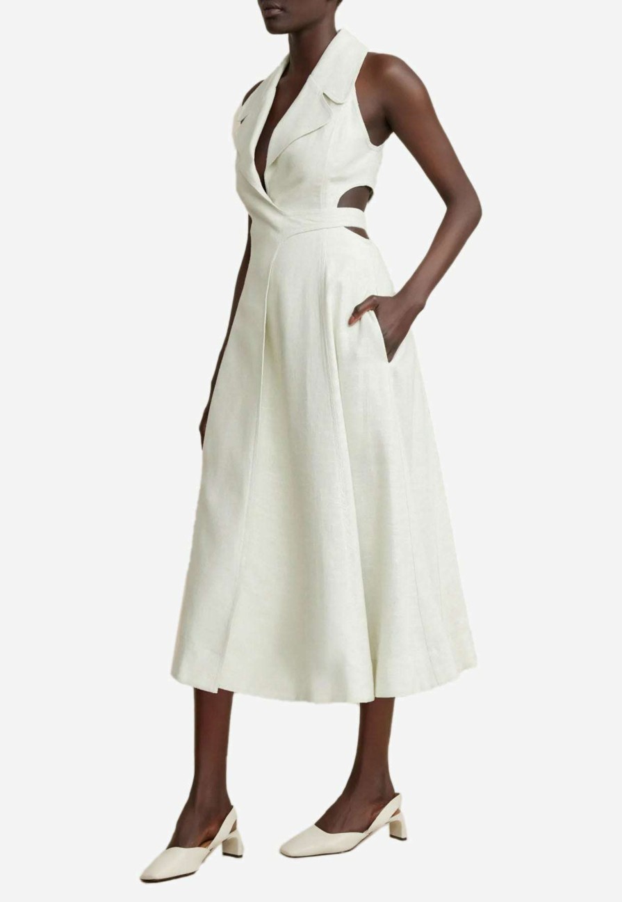 Dresses * | Acler Abbots Tailored Midi Dress With Cut-Outs White