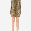 Evening * | Dolce & Gabbana Animal Print Mini Dress In Silk Brown