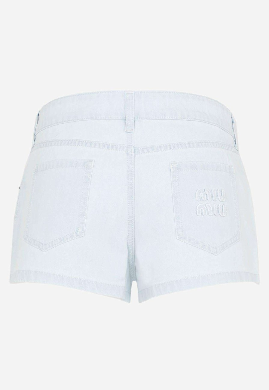 Shorts * | Miu Miu Logo Denim Shorts Blue