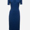 Evening * | Versace Greca Jacquard Knit Midi Dress Blue