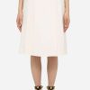 Skirts * | Valentino Pleated Midi Skirt In Wool And Silk Ivory