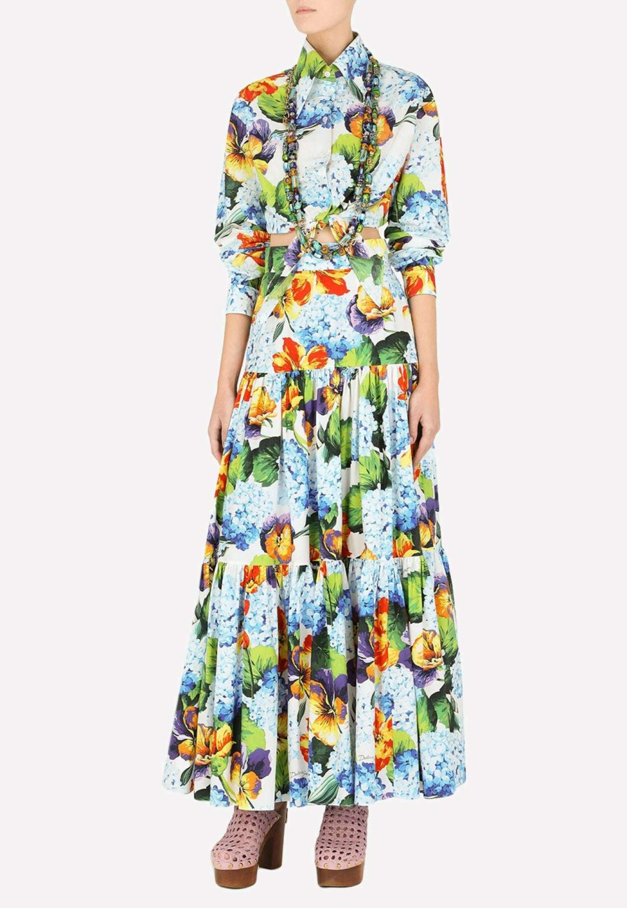 Skirts * | Dolce & Gabbana Floral Print Maxi Skirt Multicolor