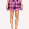 Skirts * | Alessandra Rich Tartan Silk Mini Skirt Pink