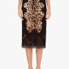 Skirts * | Dolce & Gabbana Leopard Print Laced Satin Midi Skirt Black