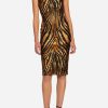 Dresses * | Roberto Cavalli Freedom Tiger Print Dress Brown