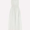 Dresses * | Chloe Ruched Midi Poplin Dress White