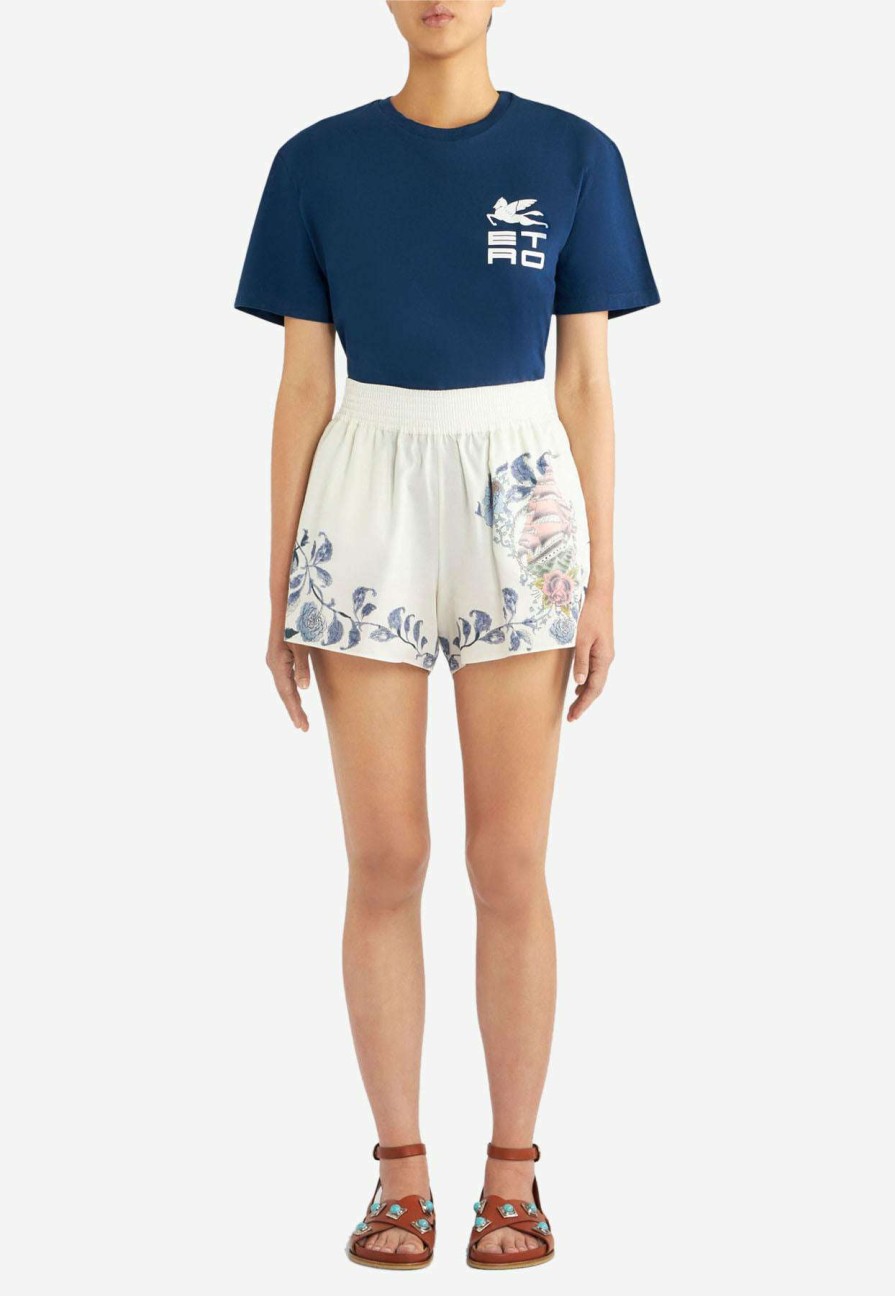 Shorts * | Etro Old School Tattoo Print Shorts White