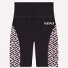 Shorts * | Versace Greca Print Paneled Cycling Shorts Black