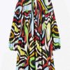 Dresses * | Emilio Pucci Marmo Print Wrinkled Silk Dress Multicolor