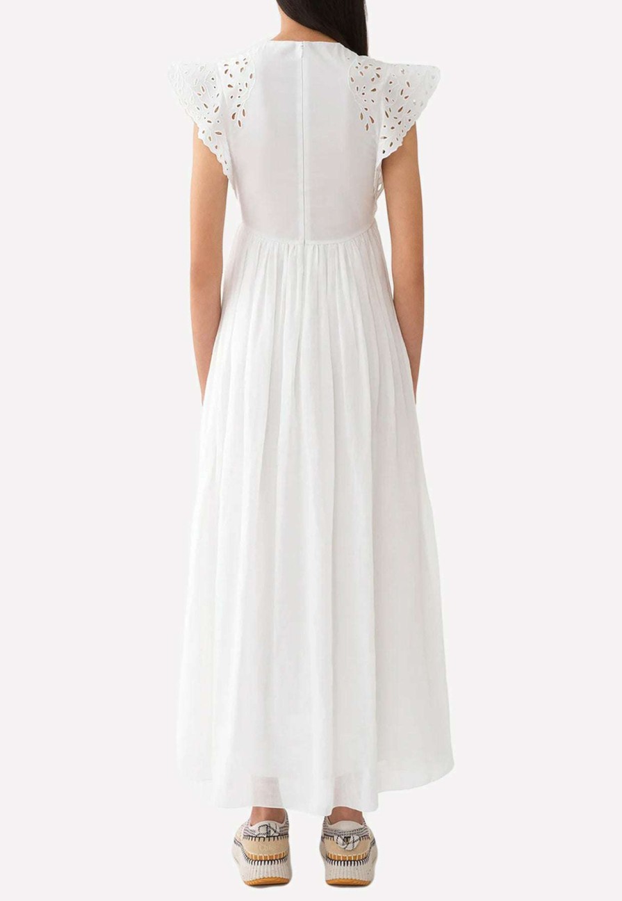 Dresses * | Chloe Empire Ruffled Maxi Dress White