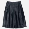 Shorts * | Sjyp Faux Leather Bermuda Shorts Black