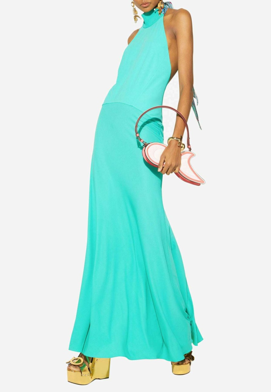 Dresses * | Emilio Pucci Halterneck Sleeveless Maxi Dress Green