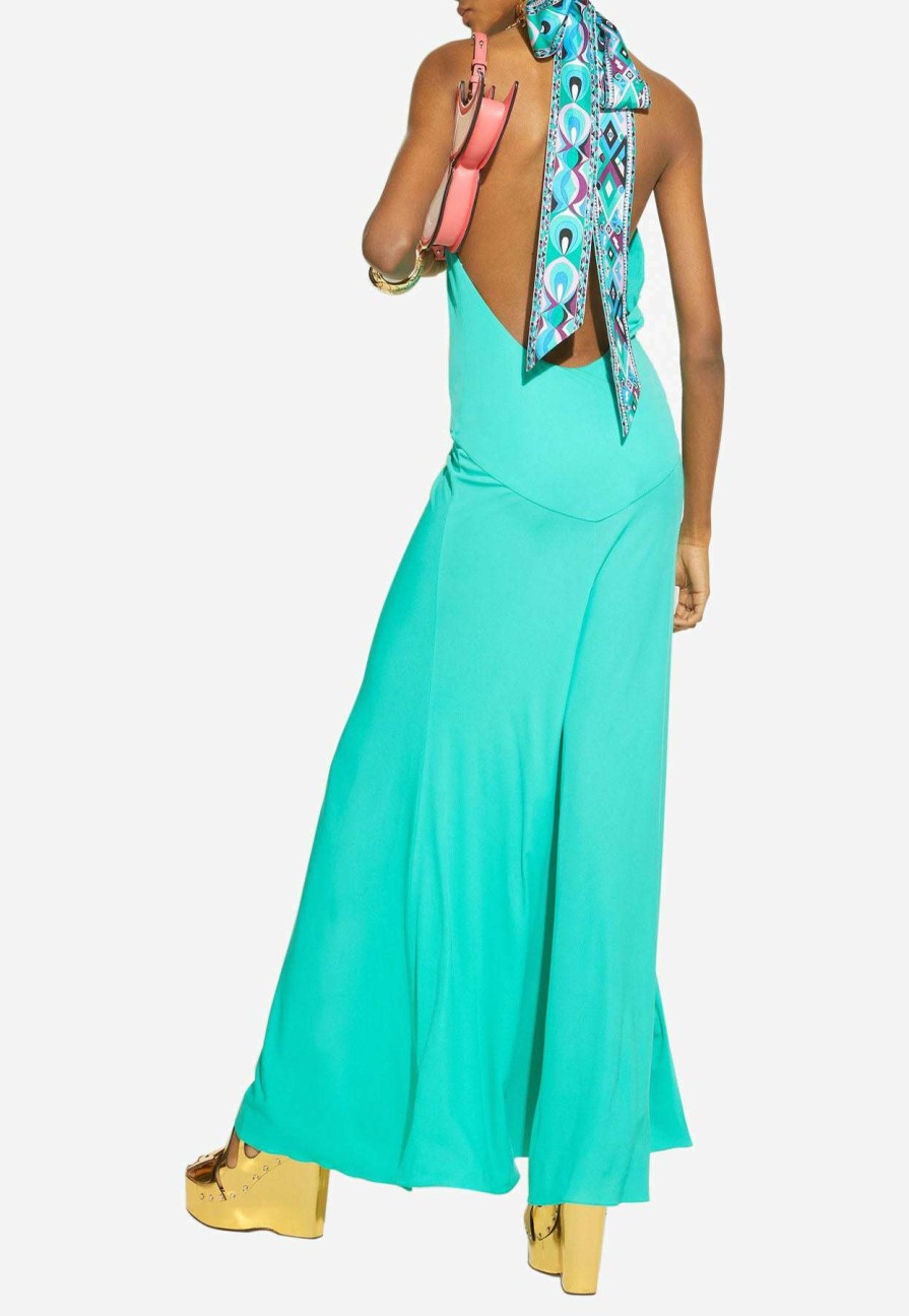 Dresses * | Emilio Pucci Halterneck Sleeveless Maxi Dress Green