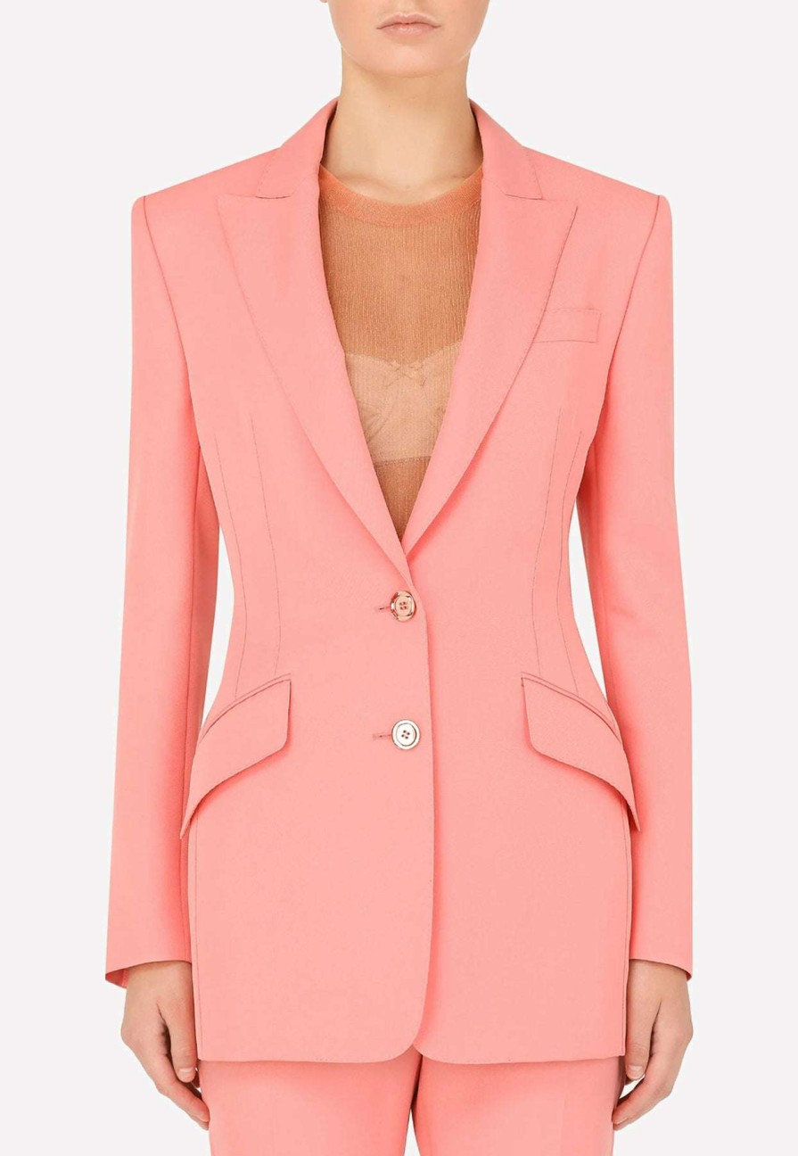 Evening * | Dolce & Gabbana Single-Breasted Technical Blazer Pink