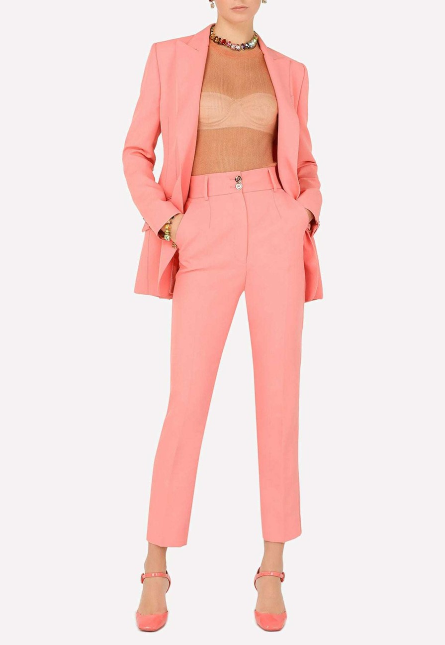 Evening * | Dolce & Gabbana Single-Breasted Technical Blazer Pink